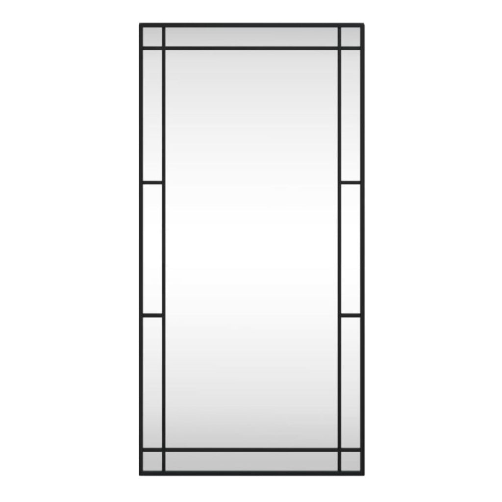 Espejo rectangular con marco metálico negro