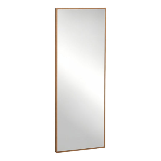 Espejo de cuerpo entero rectangular moderno, marco fino de madera natural, para pared