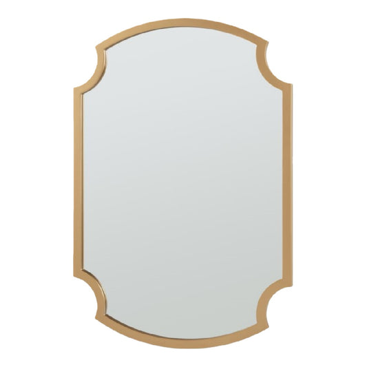 Espejo decorativo clásico con contorno recortado, marco metálico dorado, para pared