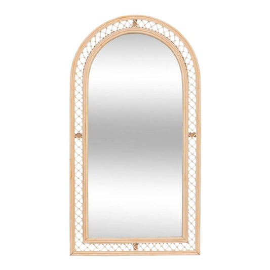 Espejo decorativo con marco de mimbre, diseño vertical, estilo natural